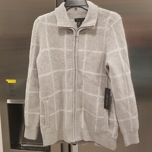 💕RACHEL ZOE💕 Windowpane Zip Up Mock Neck Sweater